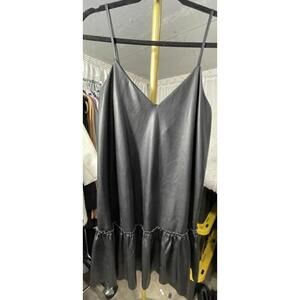 Express Faux Leather V-Neck Downtown Cami Mini Shift Dress Sz Small